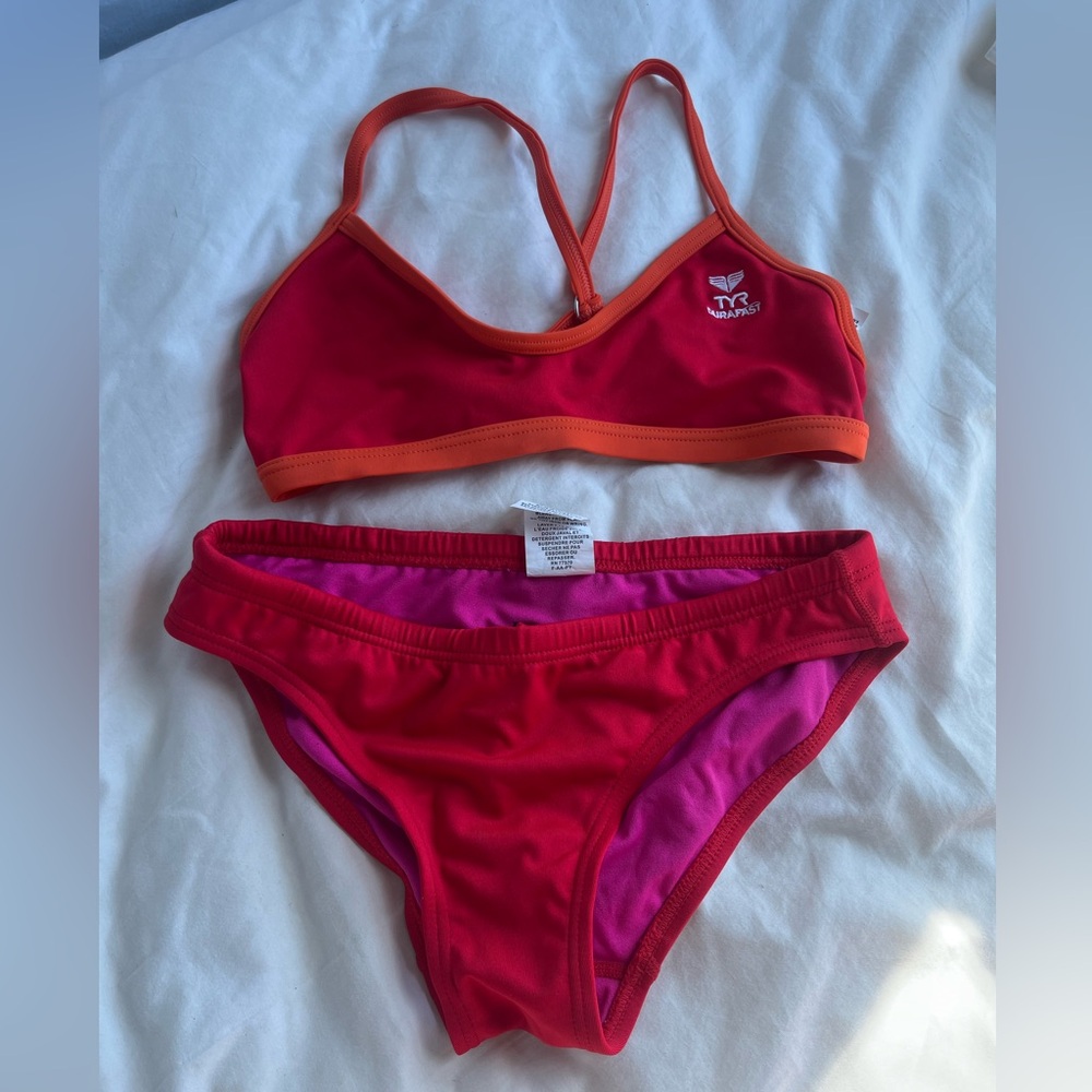 red and pink bikini